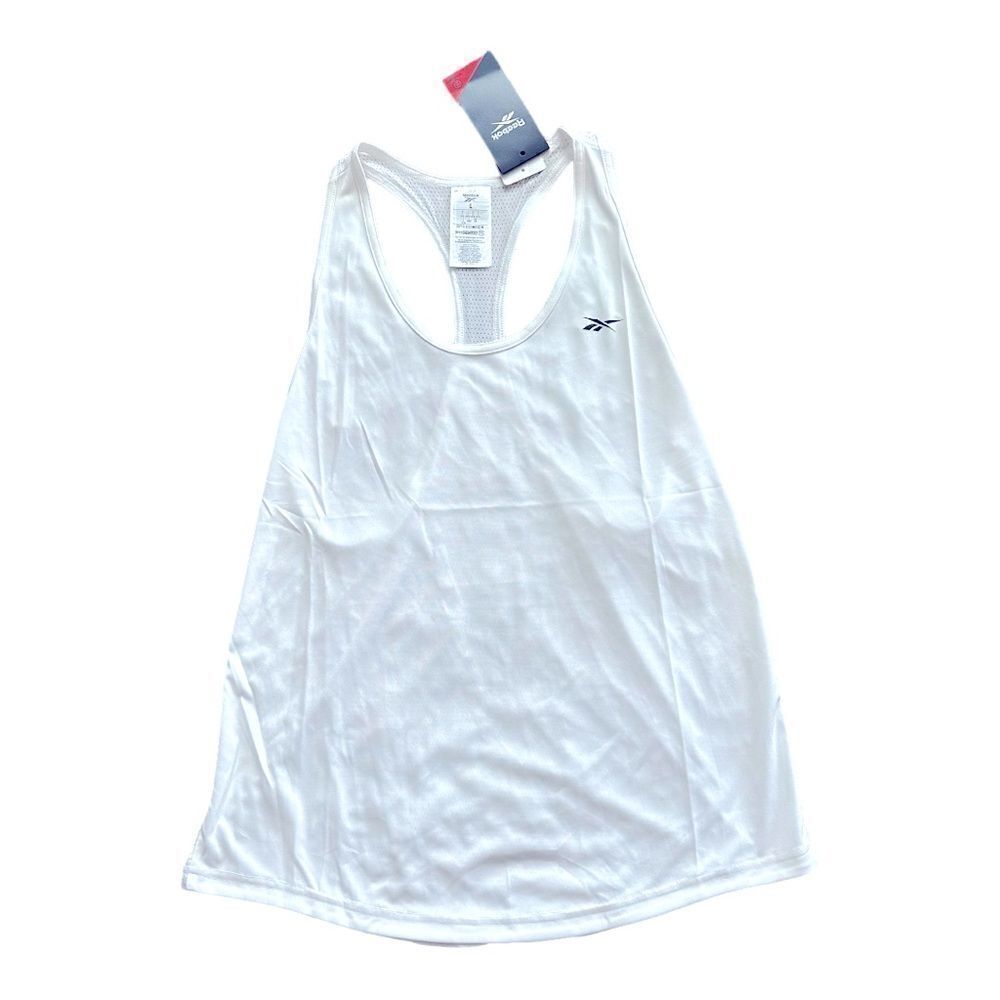 Reebok Workout Ready Speedwick Mesh Back Racerback Tank Top White L NWT